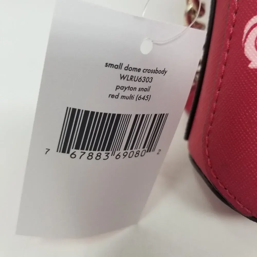 Kate Spade NEW Red Multi Dome Crossbody‎ Chain and Leather Zipper Closer Purse